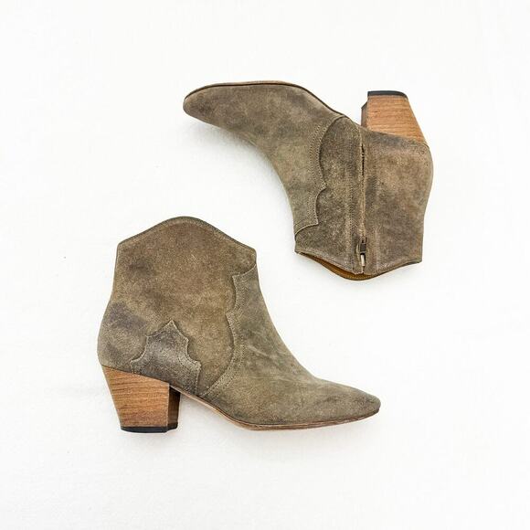 Isabel Marant Distressed Suede Leather Round Toe Ankle Bootie Size 36 France - Picture 5 of 6
